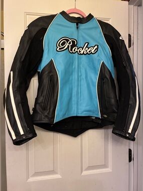 Joe Rocket leather motorcycle jacket, size large, good used condition